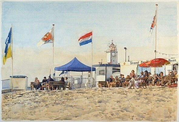 Noordwijk - Strandpaviljoen van Loon - Aquarel 2011