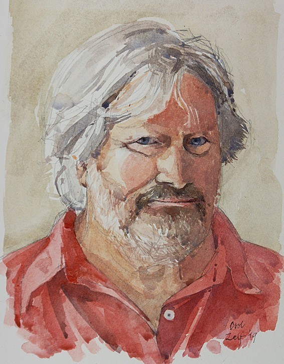 Albert-Jan Cool - Zelfportret in aquarel - 2019