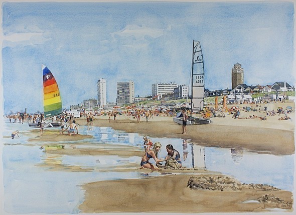 Zandvoort - Strandplezier - Aquarel 2014