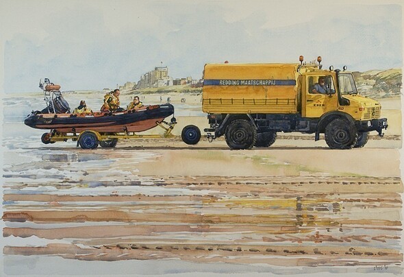 Katwijk aan Zee - Reddingsboot KNRM - Aquarel  2010