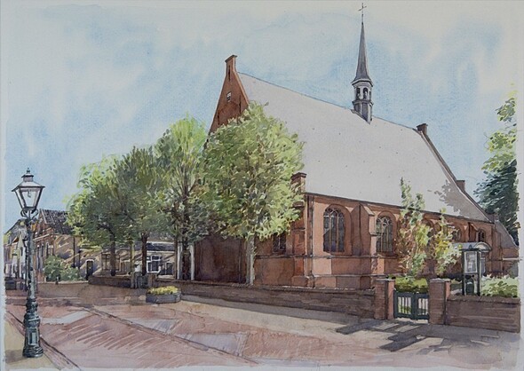 Leiderdorp - Protestantse kerk - Aquarel 2008