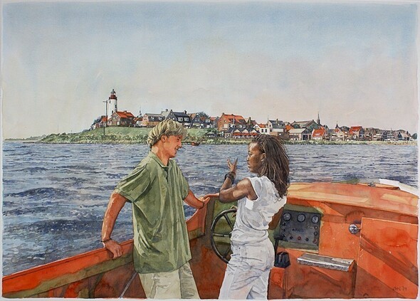 Gezicht op Urk - Aquarel 2003