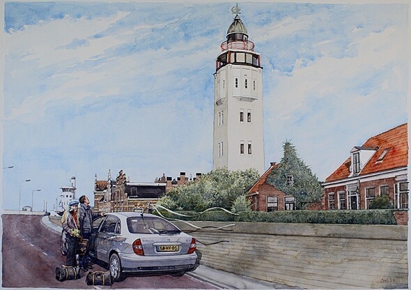 Vuurtoren Harlingen - Aquarel 2003