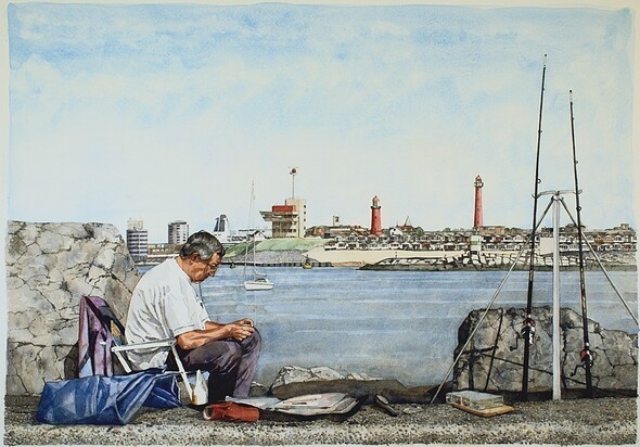 Vuurtorens IJmuiden - Aquarel 2003